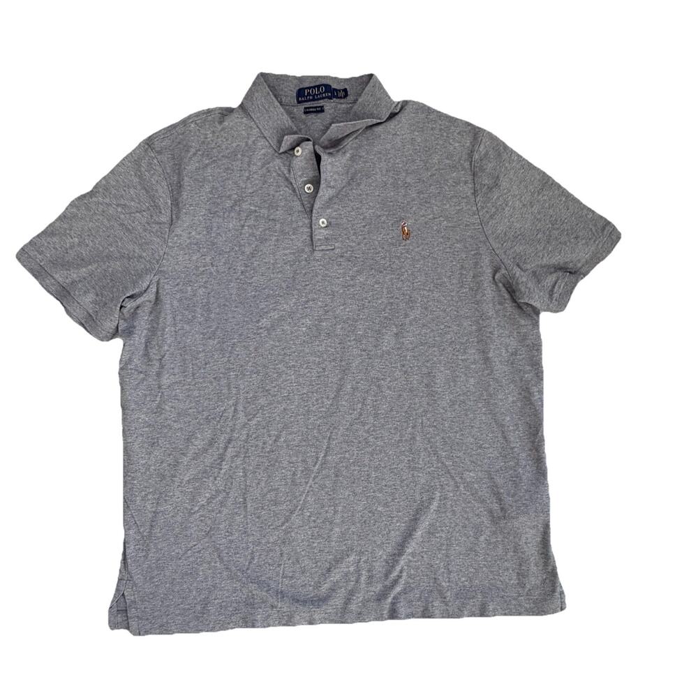Polo Ralph Lauren Mens Grey Heathered Logo Shirt Classic Fit Sz L Preppy